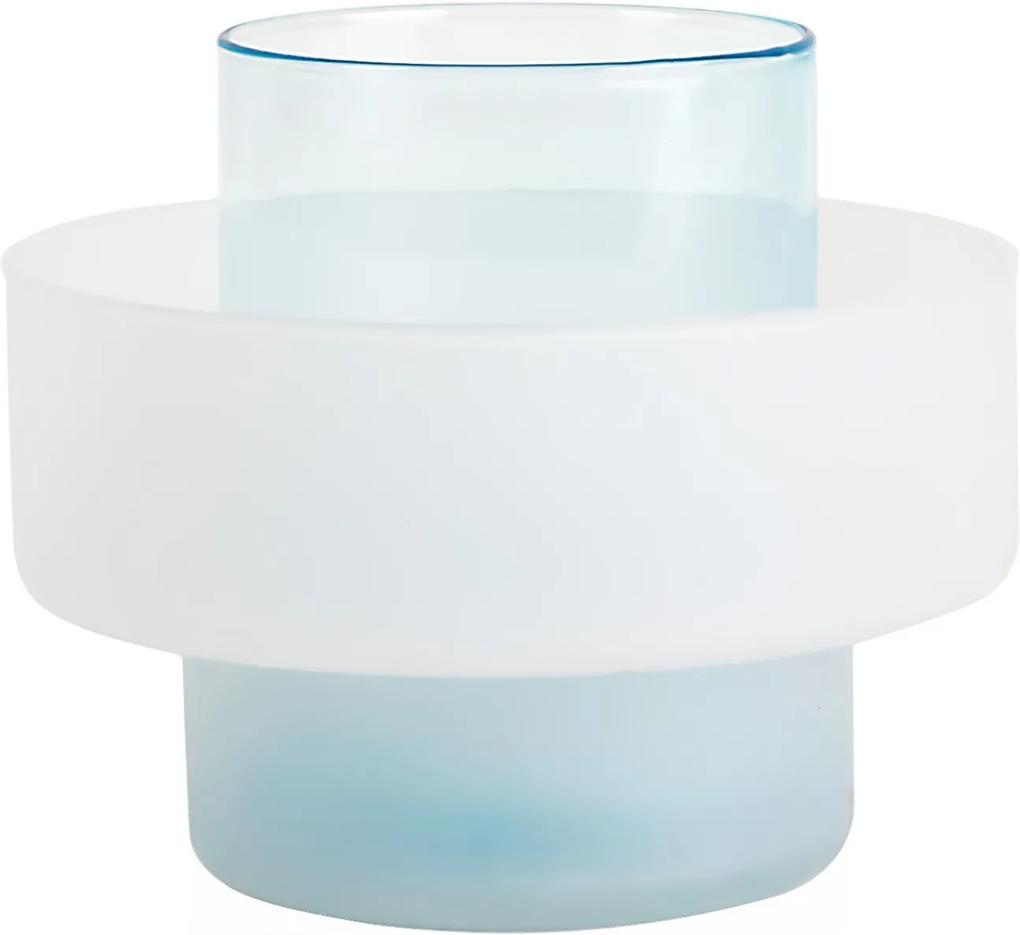 XLBoom | Vaas Bencia large: diameter 18 cm x hoogte 14 cm wit, blauw vazen glas vazen & bloempotten decoratie | NADUVI outlet