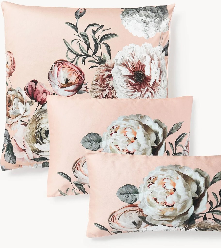 Katoensatijnen kussenhoes Blossom