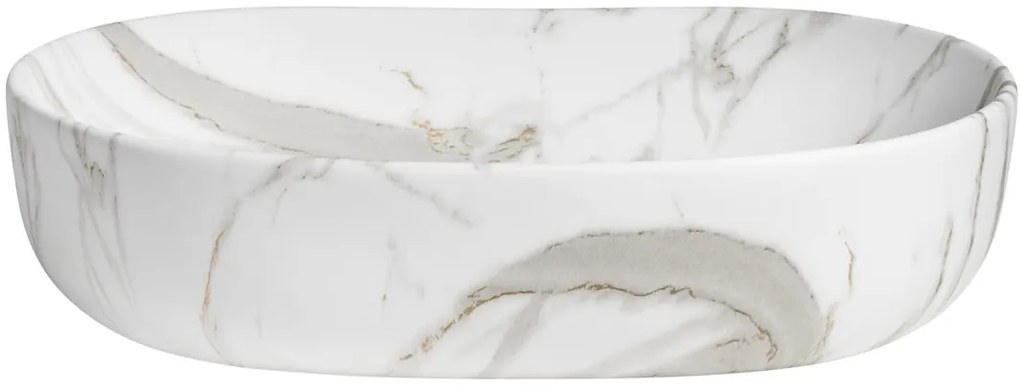 Sapho Rondane keramische waskom 60x42cm wit marmer