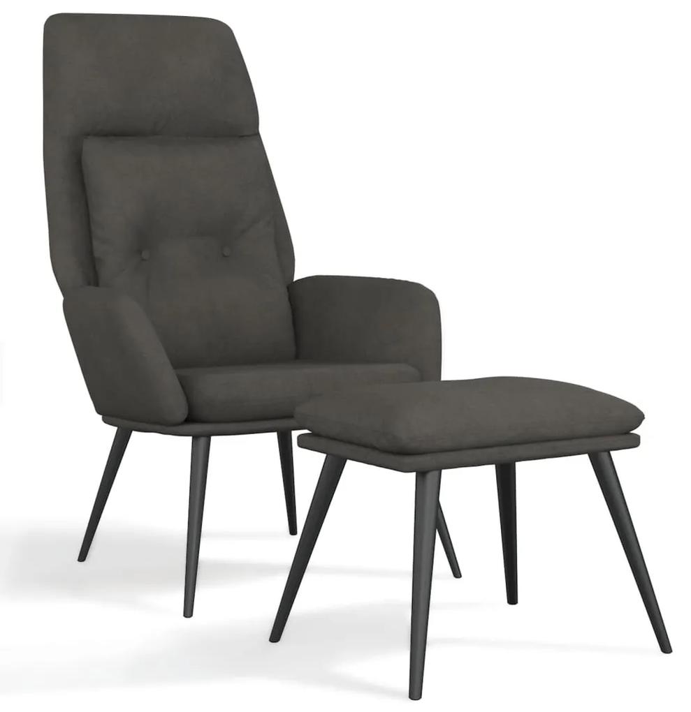 vidaXL Relaxstoel met voetenbank microvezelstof donkergrijs