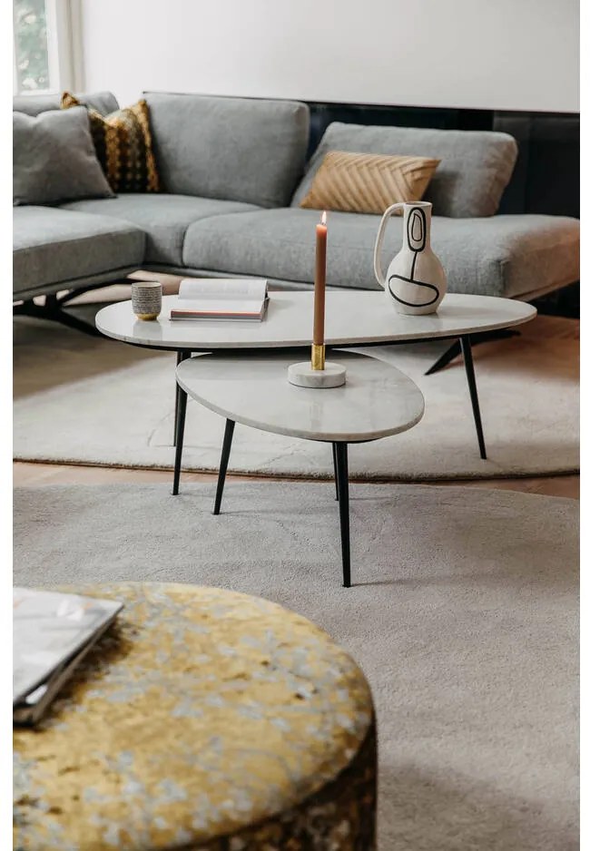 Goossens Salontafel Enzo ovaal, marmer wit, elegant chic, 110 x 40 x 55 cm