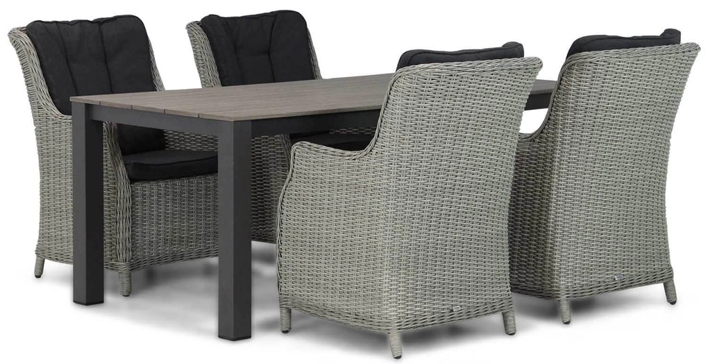 Tuinset 4 personen 180 cm Wicker Grijs Garden Collections Buckingham/Valley