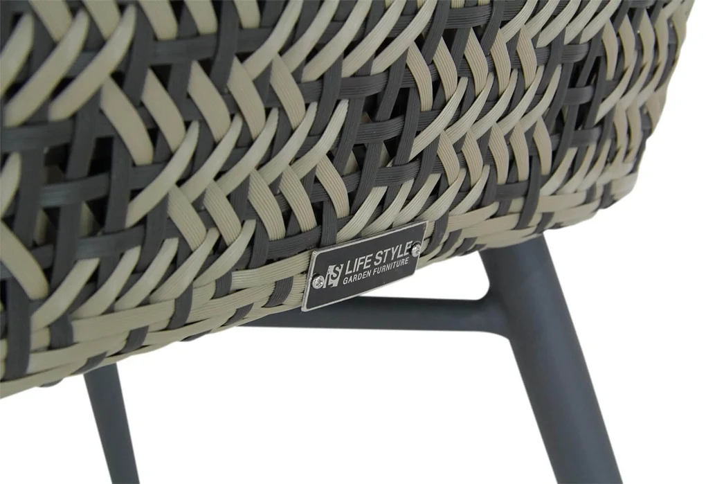 Tuinset 6 personen 170 cm Wicker Zwart Lifestyle Garden Furniture Crossway/Graniet