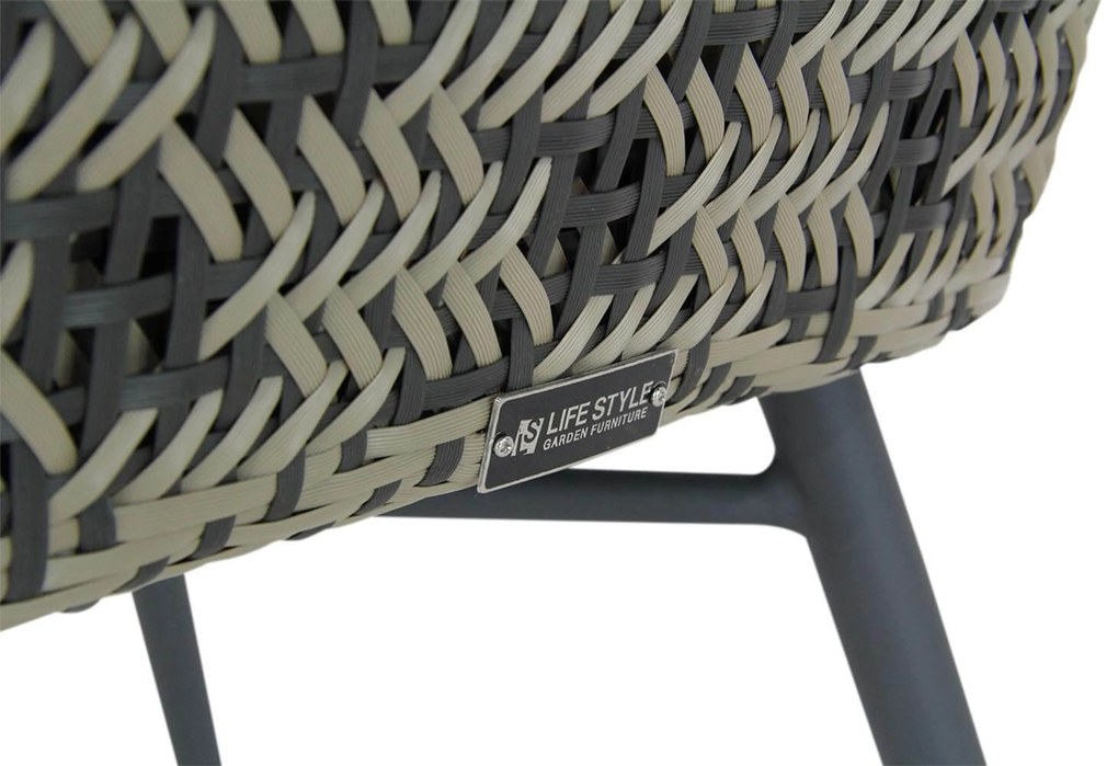 Tuinset 6 personen 260 cm Wicker Zwart Lifestyle Garden Furniture Crossway/Trente