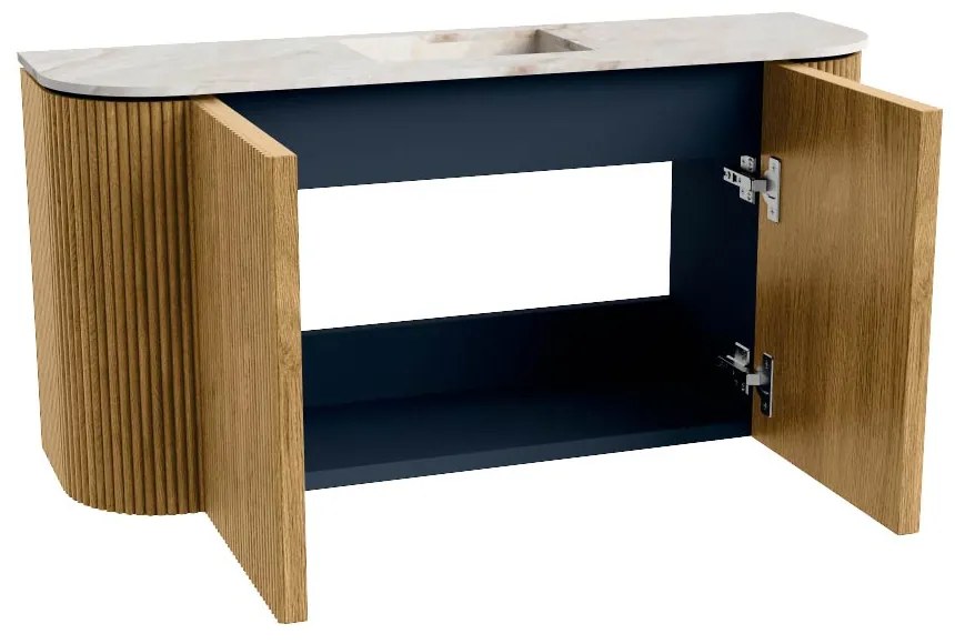 Mondiaz Joya DLux 85cm toiletmeubel ronding links/rechts oak met wastafel faye midden 1 kraangat frappe