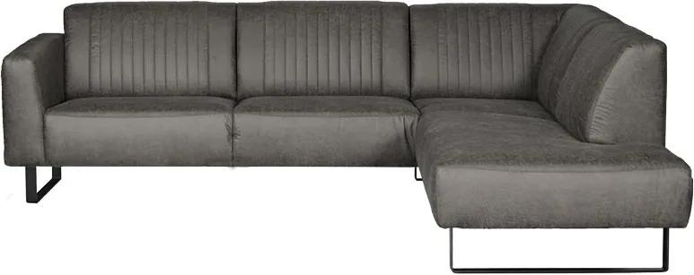 Loungebank Vargo chaise longue rechts | lederlook Missouri antraciet 01 | 2,70 x 2,10 mtr breed