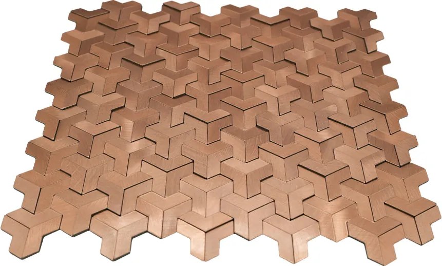 Zelfklevende Mozaïektegels Metaal | Trifold 3D Koper | 30,3×28 cm | Keuken, Bad & WC