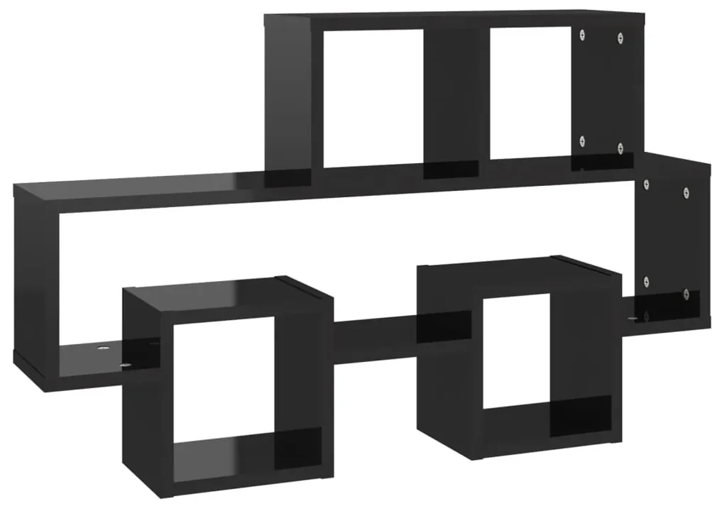 vidaXL Wandschap auto-vormig 82x15x51 cm spaanplaat hoogglans zwart