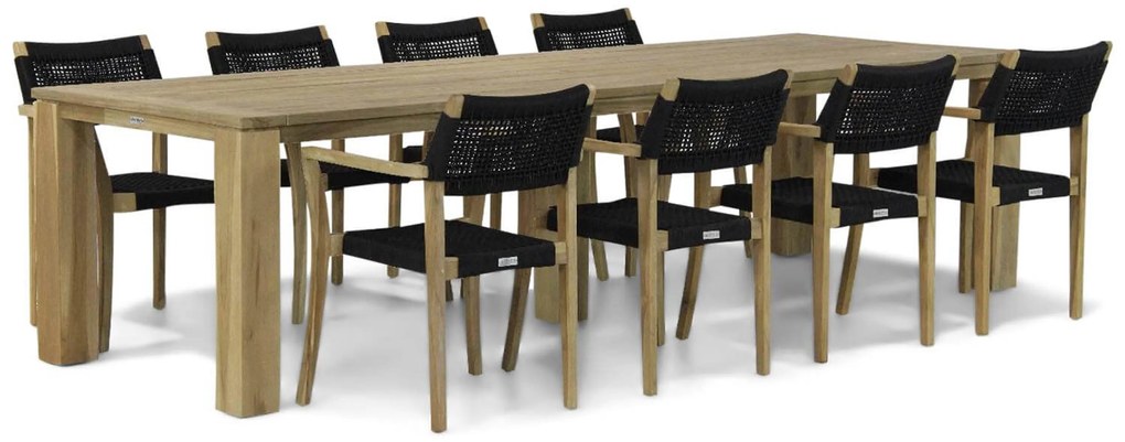 Tuinset 8 personen 300 cm Rope Zwart Lifestyle Garden Furniture Dallas/Brighton