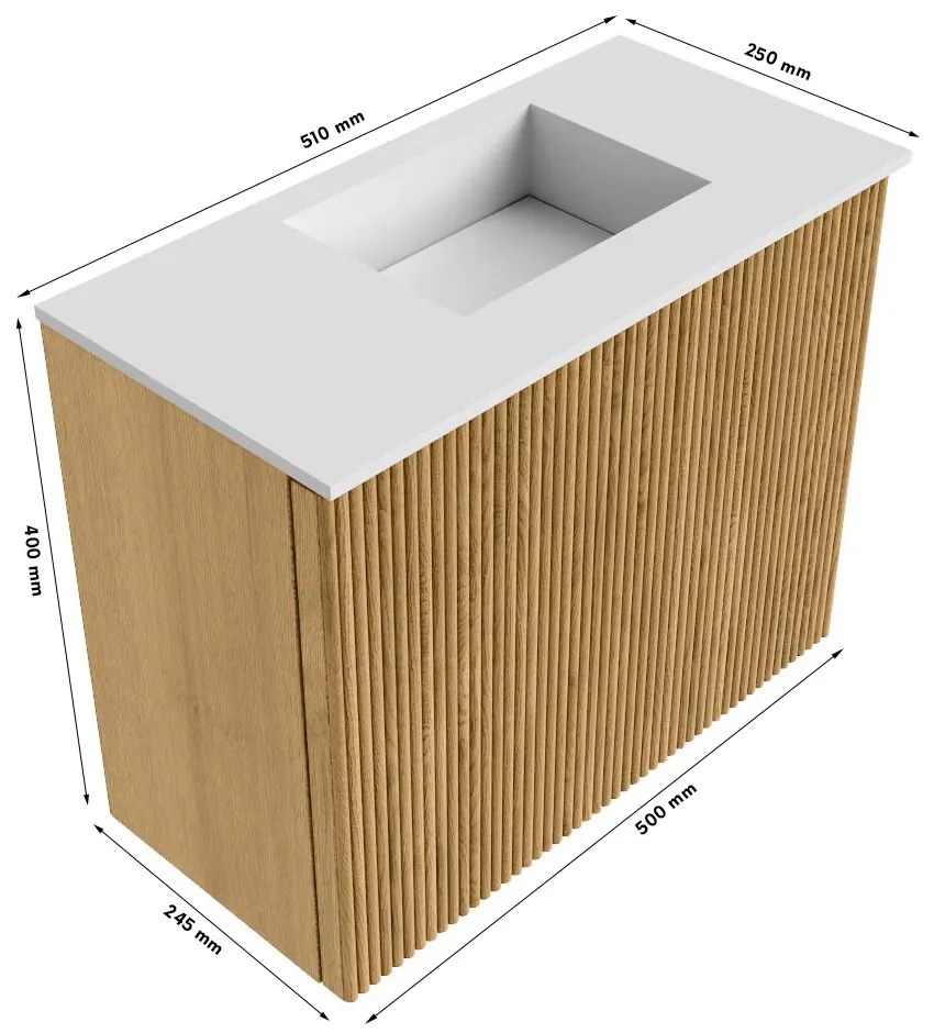 Mondiaz Joya DLux 50cm toiletmeubel shadow met wastafel faye rechts zonder kraangat ostra