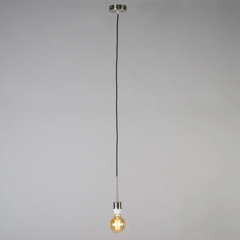 Stoffen Eettafel / Eetkamer Moderne hanglamp staal met kap 45 cm zwart - Combi 1 Landelijk / Rustiek, Modern E27 rond Binnenverlichting Lamp