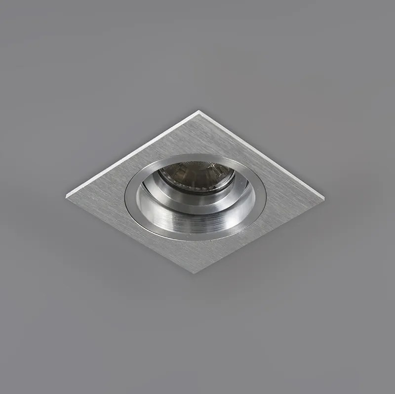 Set van 6 Inbouwspot vierkant aluminium draai- en kantelbaar - Chuck