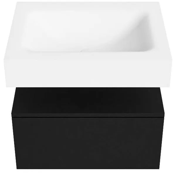 Zaro Alan badmeubel 60cm urban 1 lade met vrijhangende wastafel cloud midden zonder kraangat talc
