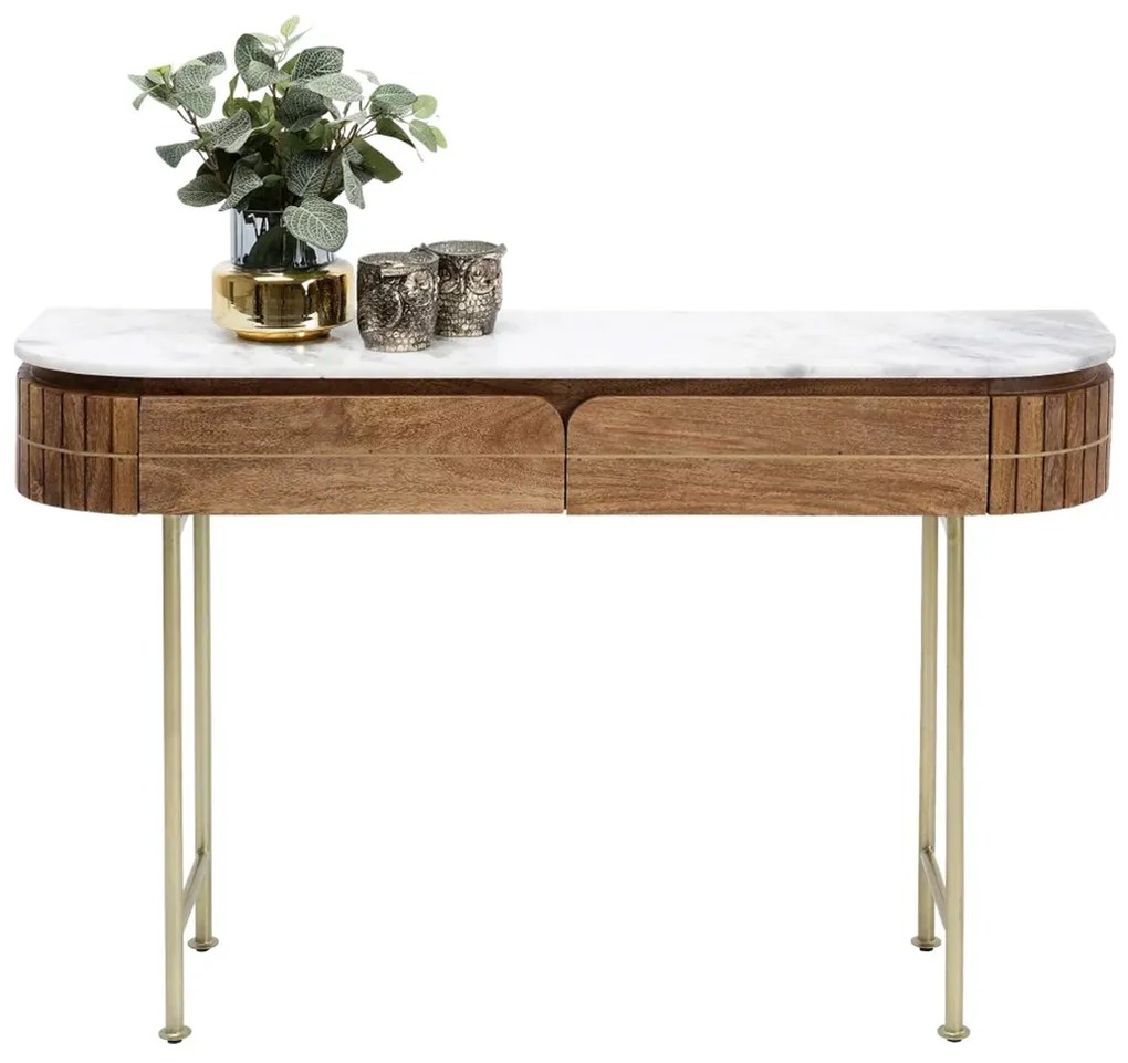 Kare Design Grace Sidetable Mangohout En Marmer - 100 X 30cm.