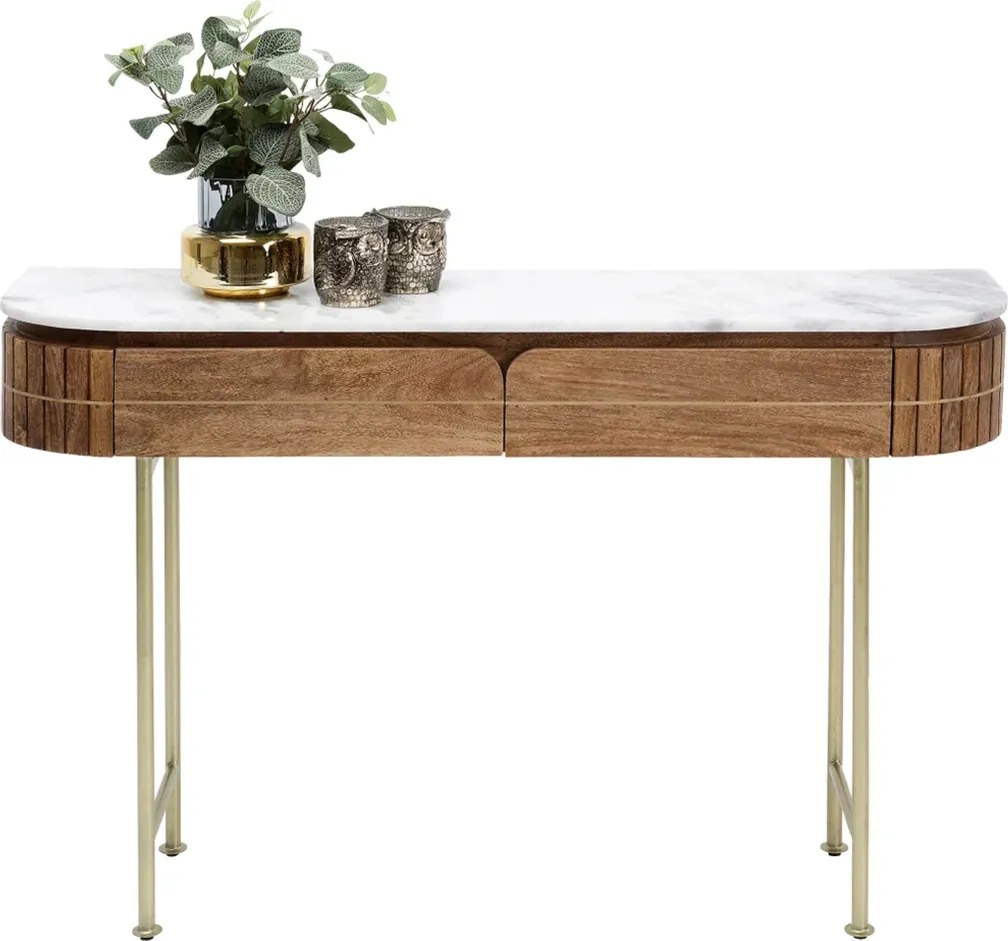 Sidetable Mangohout En Marmer - 100 X 30cm.
