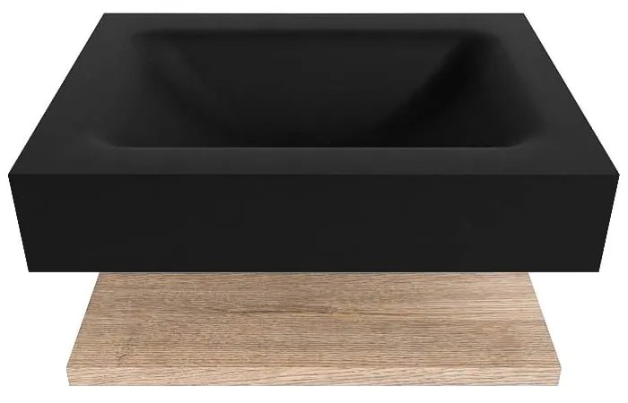 Zaro Alan badmeubel 60cm met planchet washed oak en vrijhangende wastafel cloud midden zonder kraangat urban