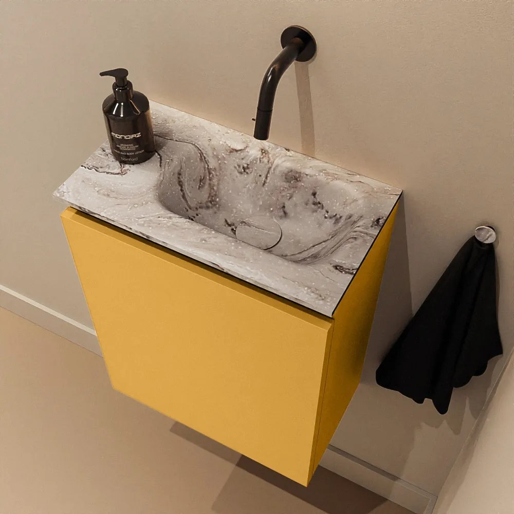 Mondiaz Ture DLux toiletmeubel 40cm ocher met wastafel glace rechts zonder kraangat