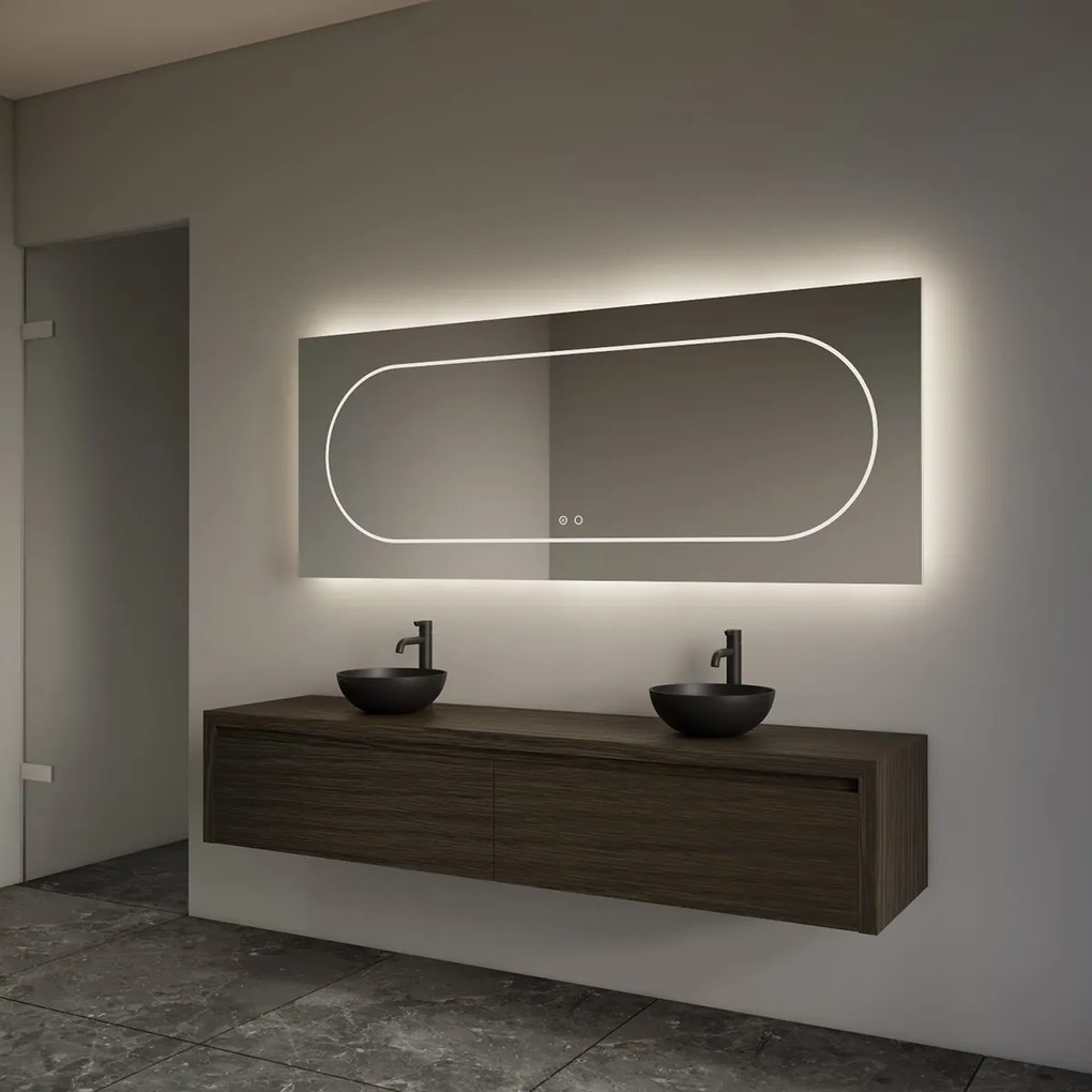Gliss Design Ares badmeubel 180cm 2 lades charcoal zonder waskom