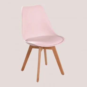 Set Van 4 Scandinavische Eetkamerstoelen Roze – Hazelnoot - Sklum