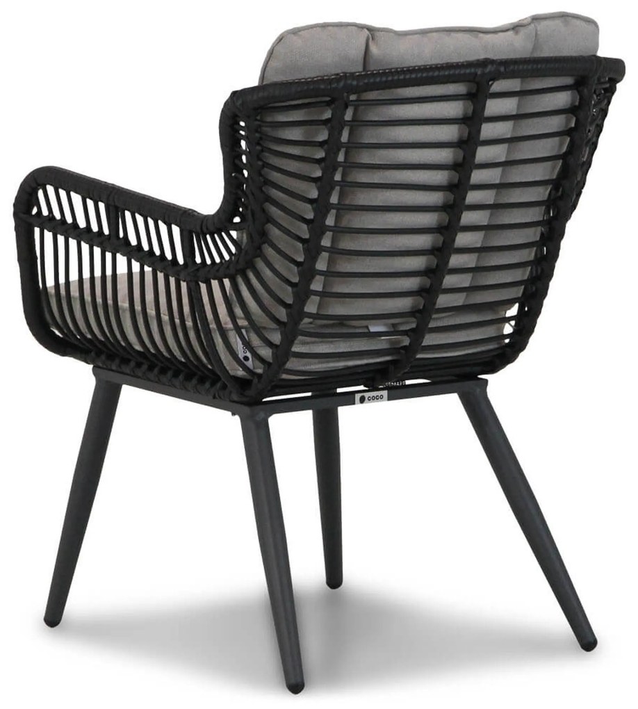 Tuinset Ronde Tuintafel 6 personen 150 cm Wicker/Aluminium/Aluminium/wicker Zwart Coco Azzano/Ancona