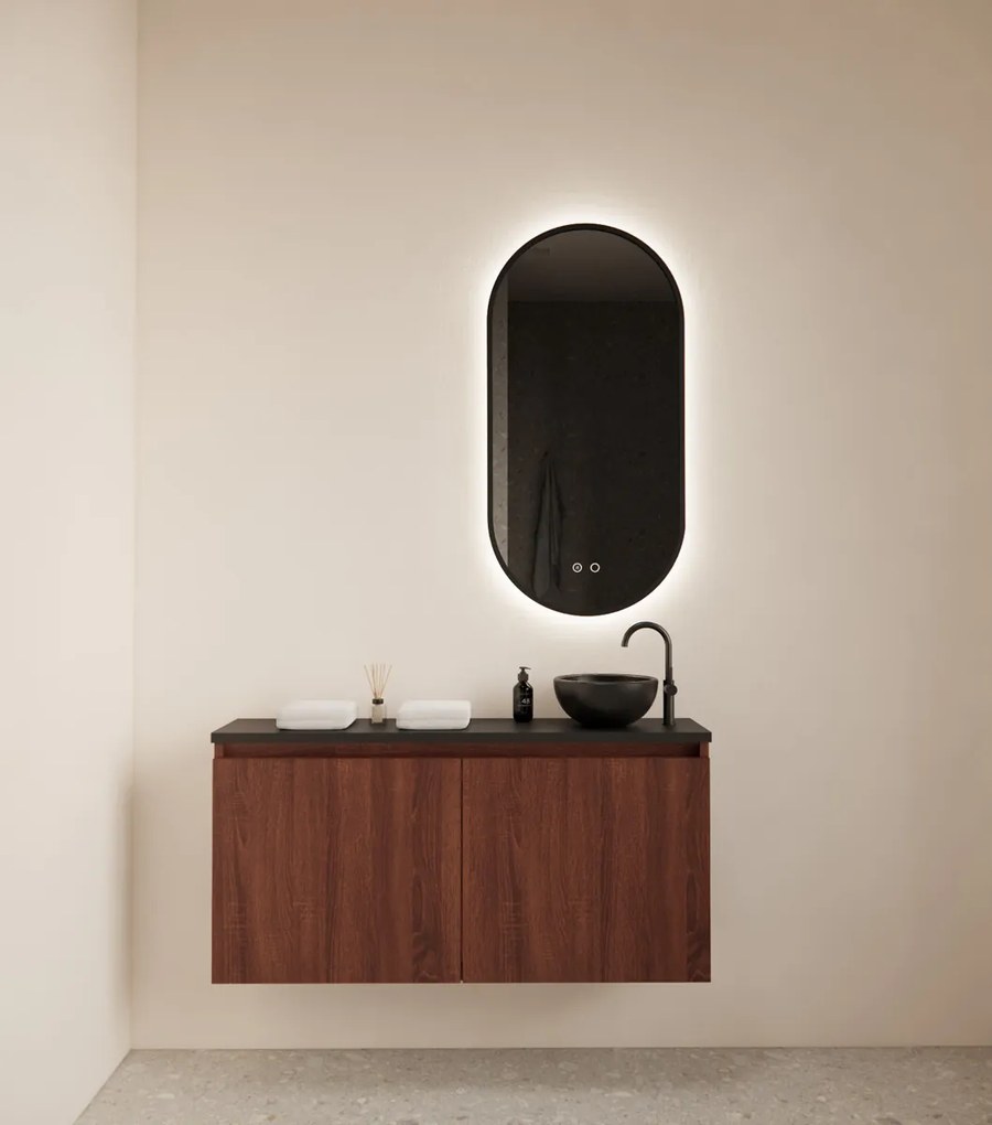 Gliss Design Echo toiletmeubel 100cm choco eiken met toppaneel zwart mat