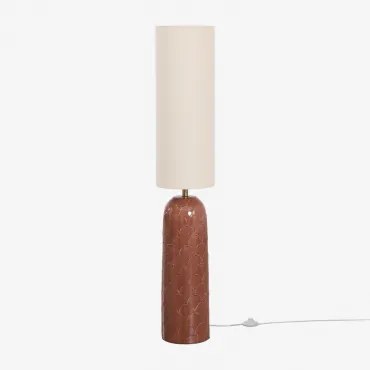 Staande Lamp Van Keramiek En Linnen Macarena Terracota - Sklum