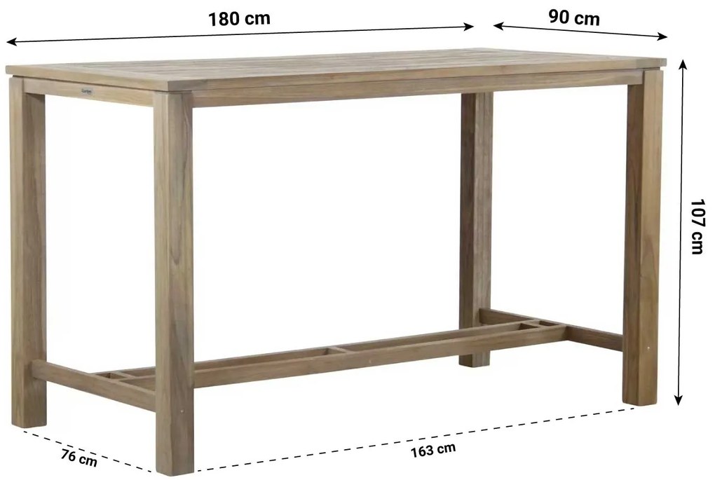 Barset 4 personen  Teak Old teak greywash Garden Collections Brighton