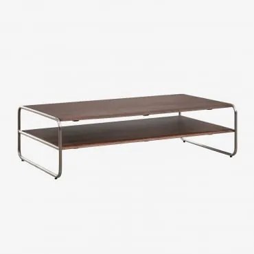 Acaciahouten Salontafel Met Roestvrijstalen Frame Altrex Donker Acaciabruin & 110 X 60 Cm - Sklum