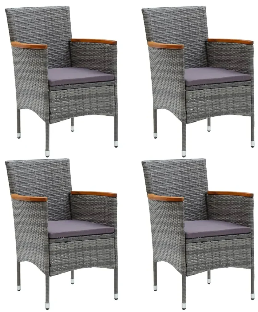 vidaXL Tuinstoelen 4 st poly rattan grijs
