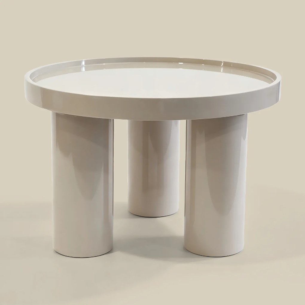 Hoogglans Beige Salontafel 60 Cm - 60 X 60cm.