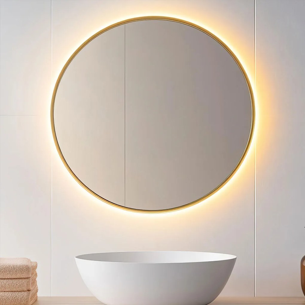Badkamerspiegel GOUD / Messing Senna Rond | LED | Condensvrij