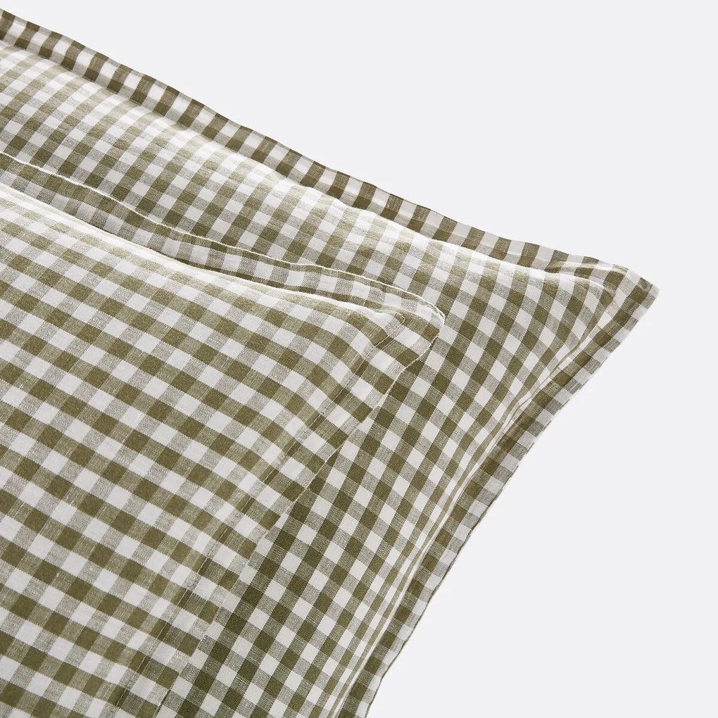 Kussensloop in gewassen linnen, Acélie Kaki