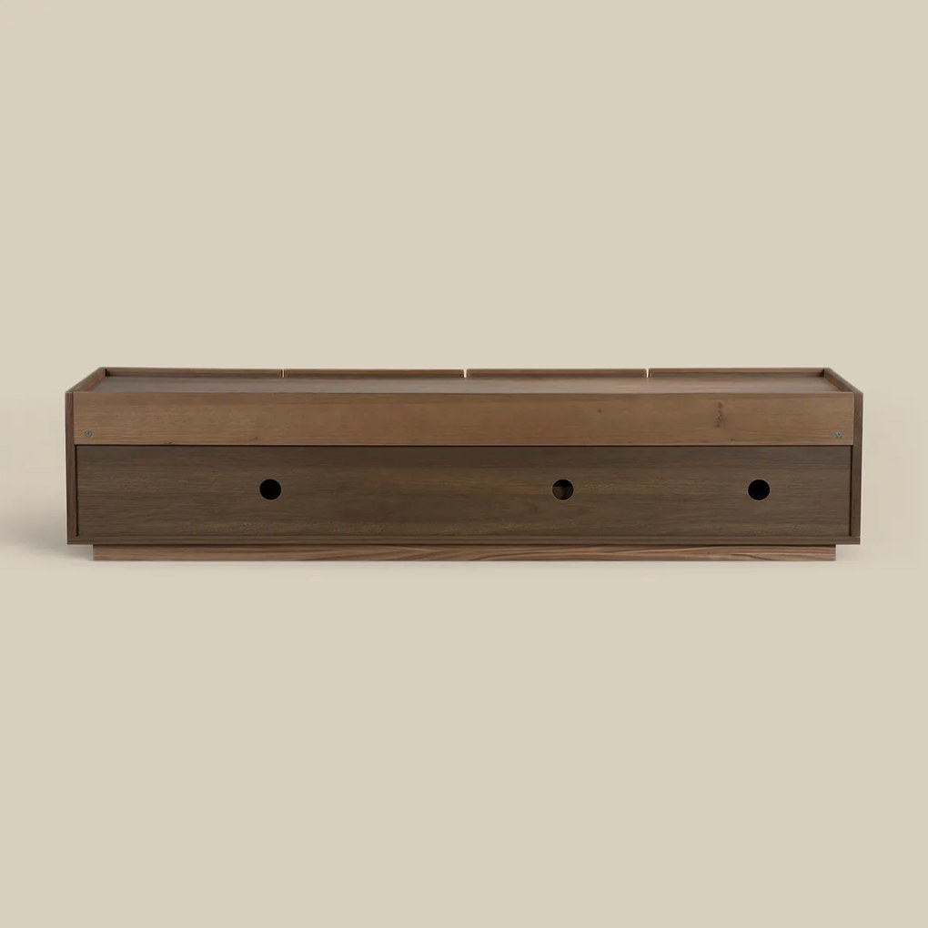 Walnoot Tv-meubel Met Stoffen Deuren 180 Cm - 180x40x40cm.