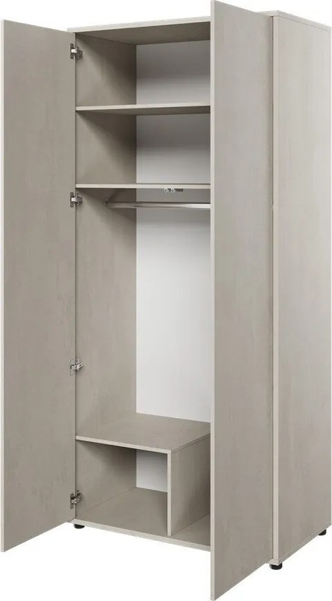 Kledingkast Orlbale 126, Lichtgrijs, 218x101x55cm, 94 kg, Kledingkast deuren: Met scharnieren, Aantal planken: 3, Aantal planken: 3