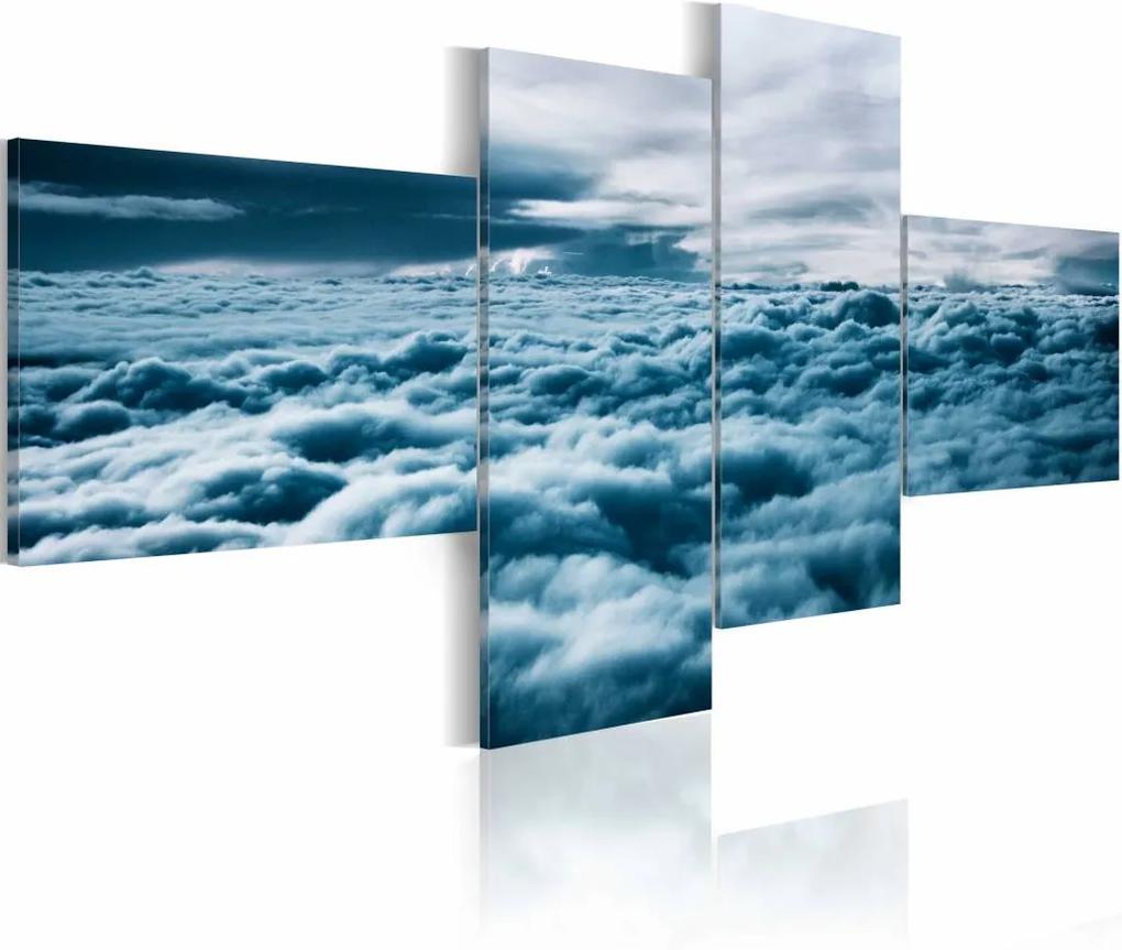 Schilderij - In de Wolken, Blauw, 4luik