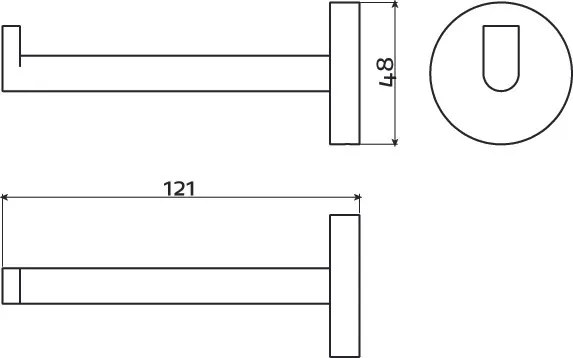 Clou Flat toiletrolhouder recht zwart mat