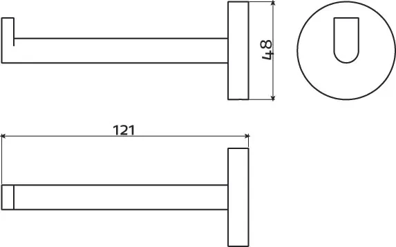 Clou Flat toiletrolhouder recht zwart mat