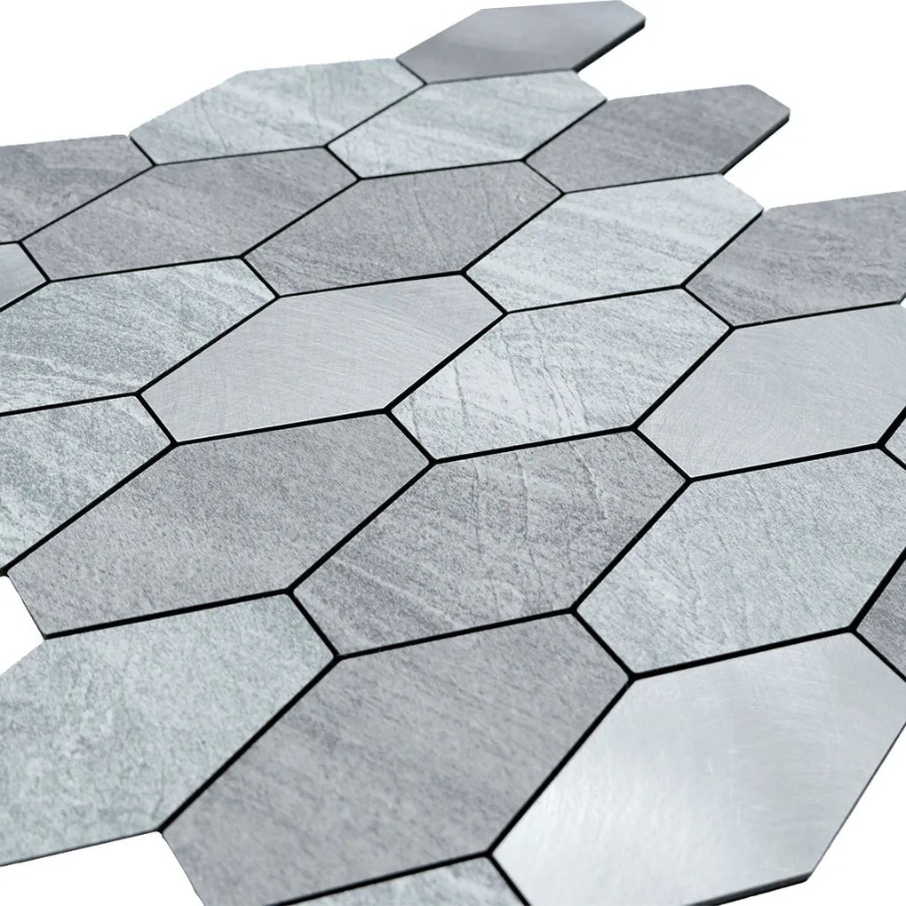 Zelfklevende Mozaïektegels Metaal | Picket Zilver | 30×30 cm | Keuken, Bad &amp; WC