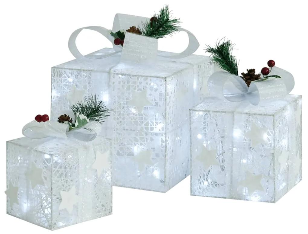 vidaXL Kerstdecoratie geschenkdozen 3 st binnen/buiten zilverkleurig