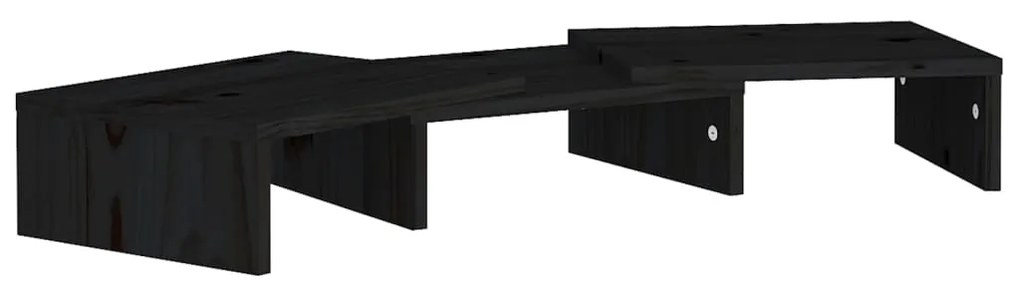 vidaXL Monitorstandaard 60x24x10,5 cm massief grenenhout zwart