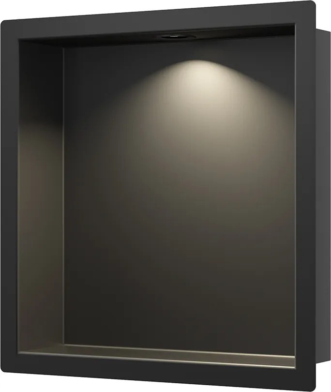 Mueller Black inbouwnis met LED verlichting 30x30cm zwart mat