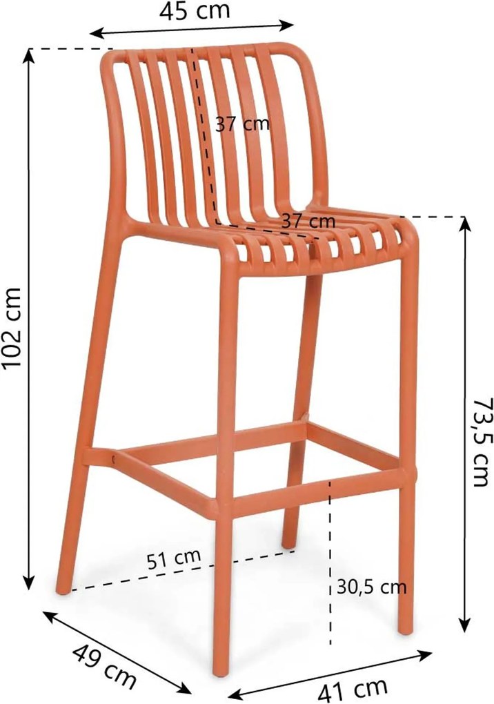 Barstoel Kunststof Oranje Domani Furniture Alba  terra