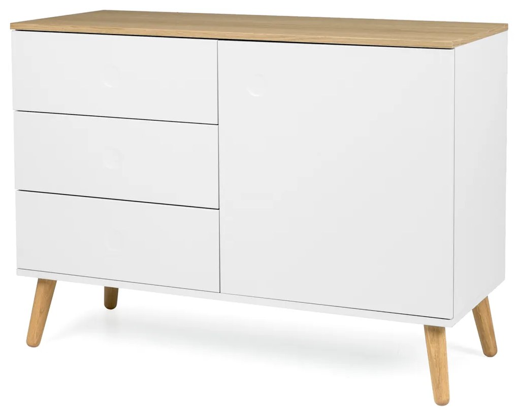 Tenzo Dot Wit Dressoir Met Eiken Blad - 109x43x79cm.