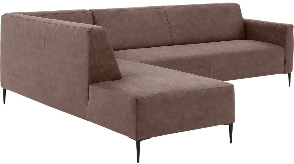 Goossens  Key West bruin, micro leer, 3-zits, modern design met ligelement links