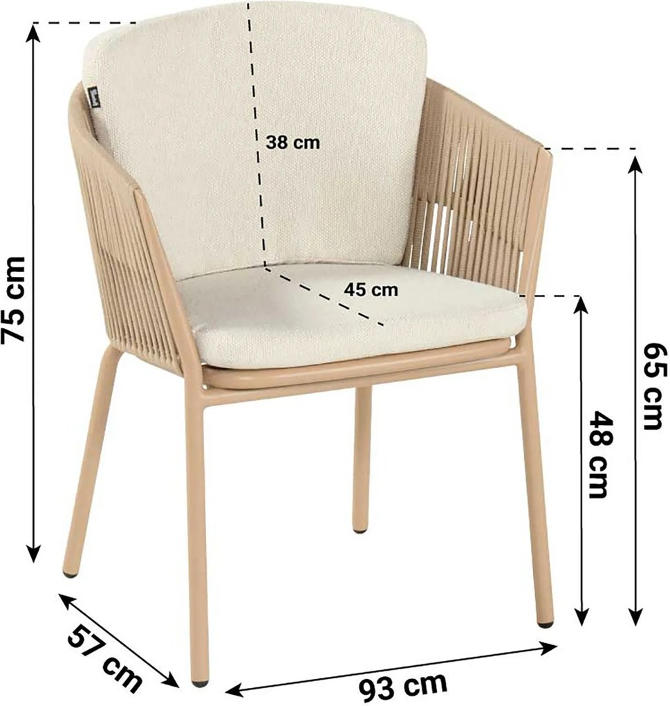 Tuinset Ronde Tuintafel 4 personen 120 cm Rope Taupe  Hartman Sevilla/Girona