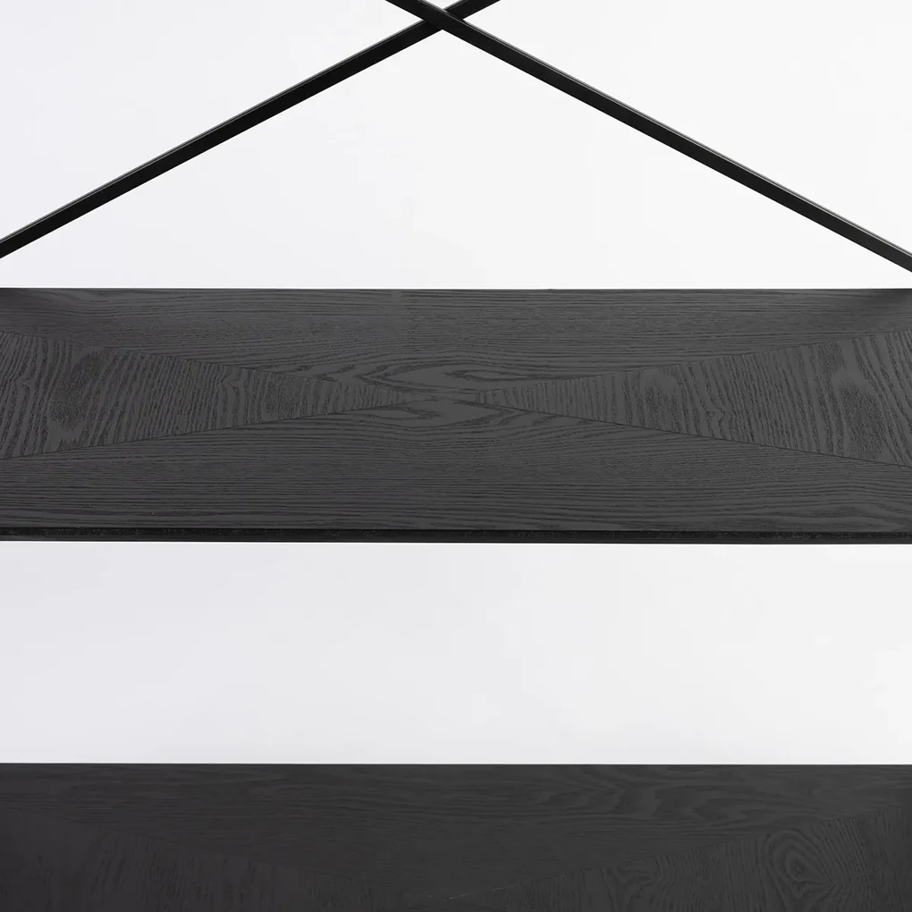 Zwarte Stellingkast Hout En Metaal - 120x40x180cm.