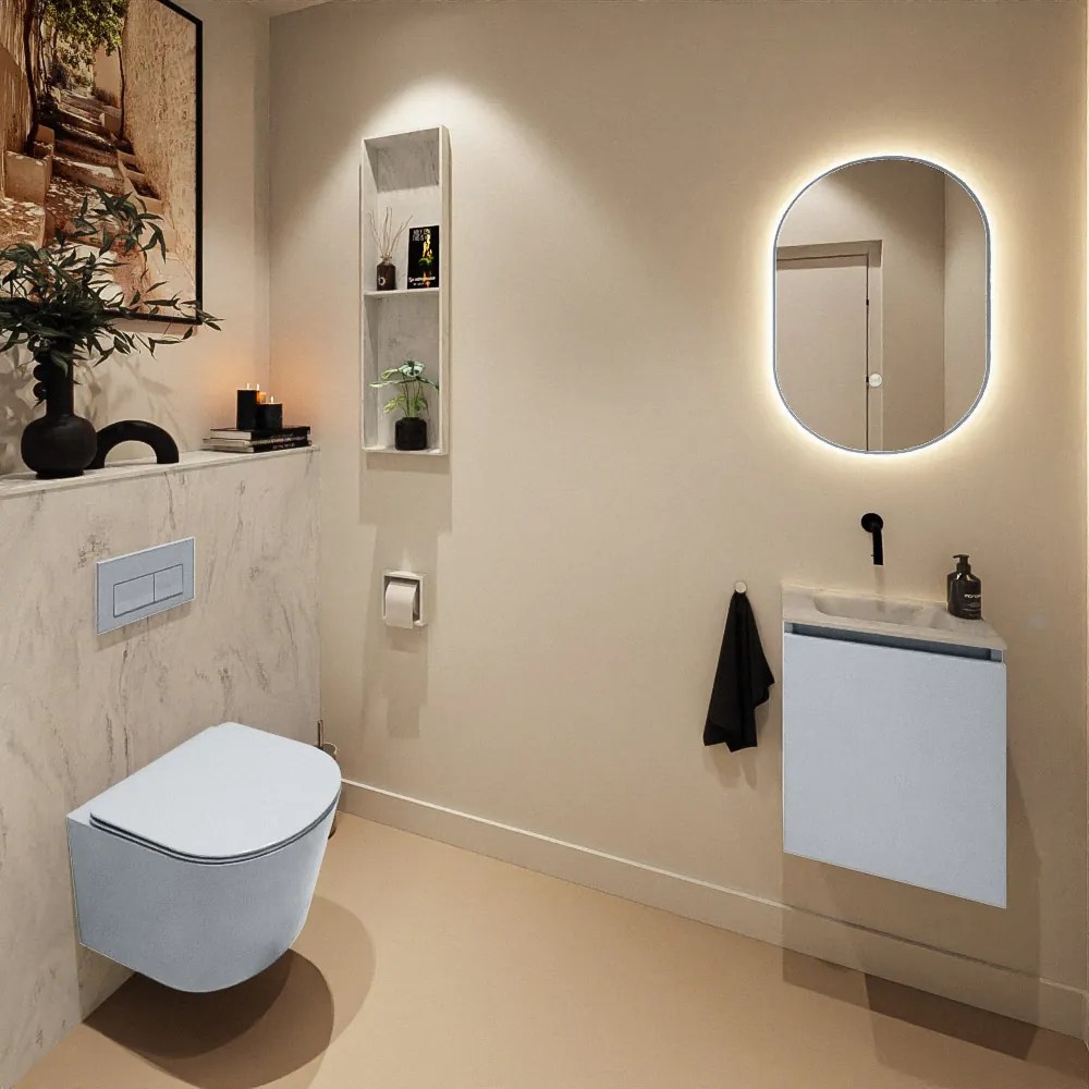 Mondiaz Ture DLux toiletmeubel 40cm clay met wastafel opalo midden zonder kraangat