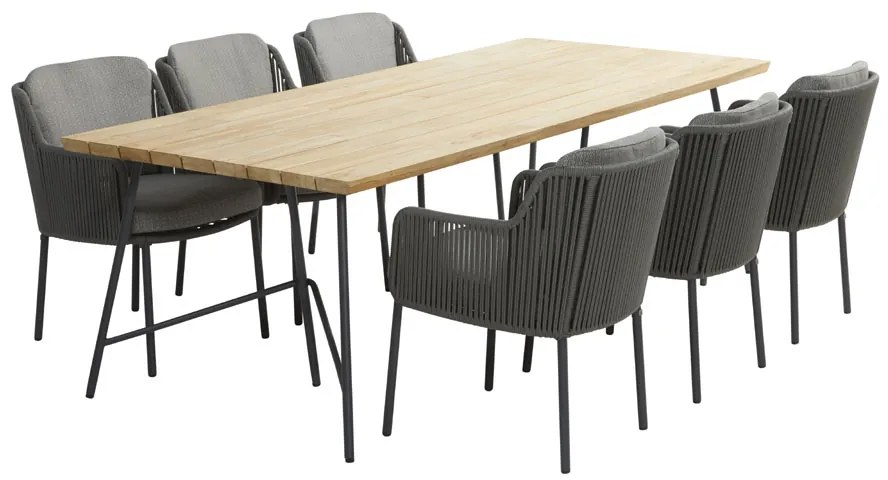 4 Seasons Outdoor Bernini eetset met Lano tafel 240 cm  Tuinset    houtkleur weerbestendig