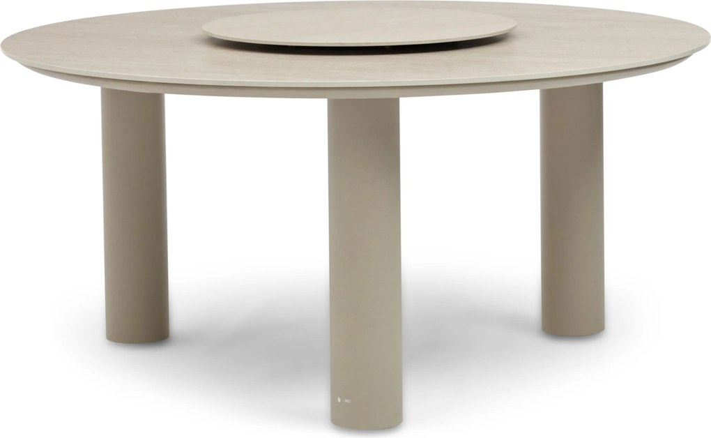 Dining Tuintafel rond 158 cm met lazy susan Zand/Beige Trino