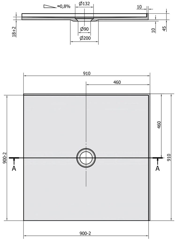 Polysan Mirai vierkante douchebak 2 randen 90x90cm wit